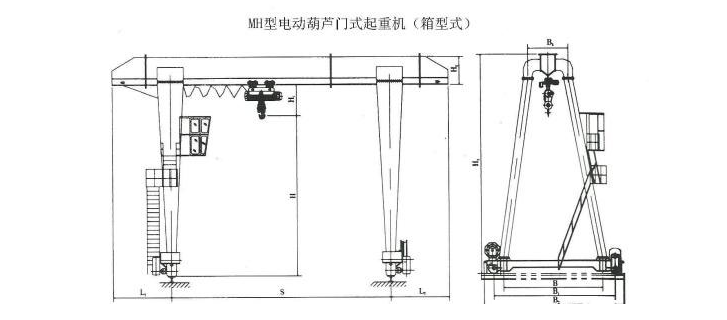 20噸MH型包廂式單梁門式蜜桃久久无码機結構圖