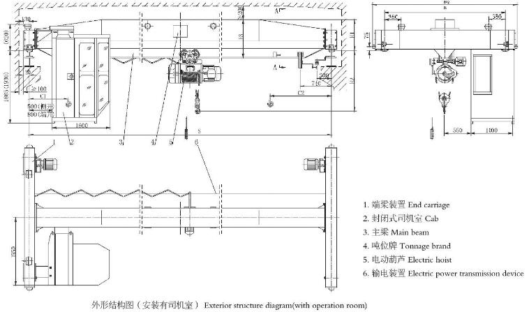 2噸3噸單梁蜜桃久久无码機結構圖